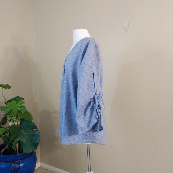 Linen Blend - Over sized Blouse with Bow Details - - Picture 2 of 7